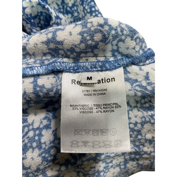 Reformation Floral Azul Simi Linen Dress Size M - Picture 4 of 4